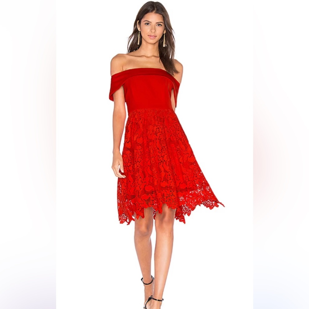 Lumier by Bariano red off shoulder cocktail dress size 8
